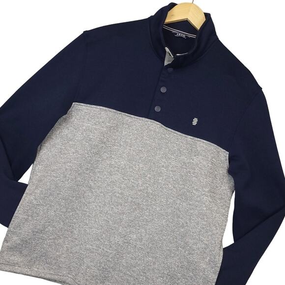 IZOD Men's Polyester Fleece Quarter Snap Lightweight Sweatshirt Large w/ Pockets - Picture 1 of 9